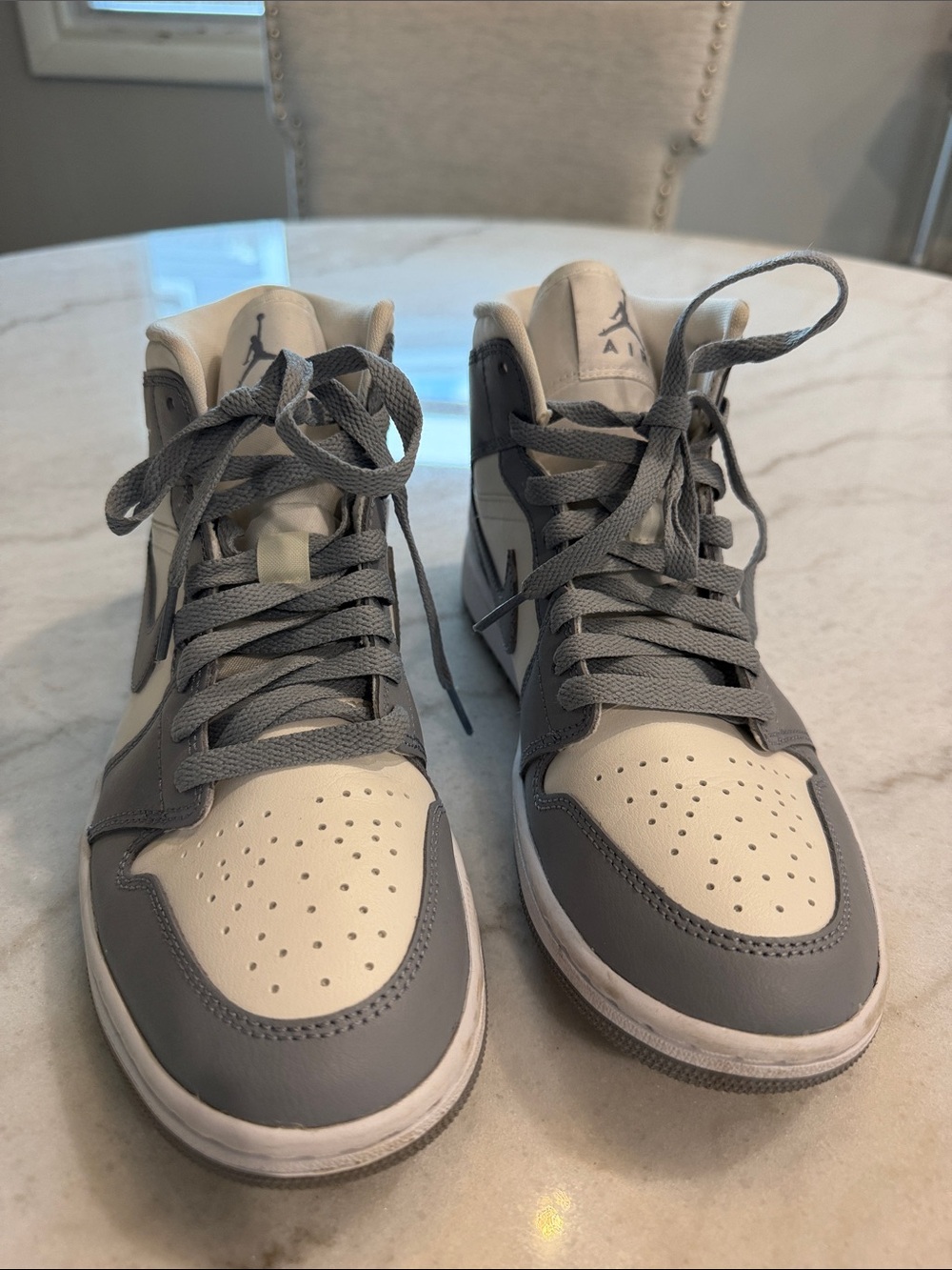 Jordan High-Top Stealth Sneakers in Grey and white